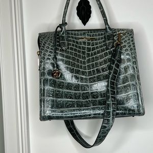 Beautiful Brahmin Caroline Obsidian Veil Crocodile Print Handbag